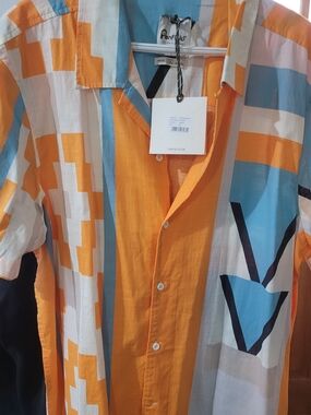 Penfield Orange & Blue Geometric Short-Sleeve Shirt